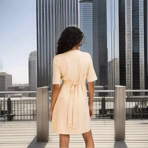 Lululemon Pima Cotton Wrap Front T-Shirt Dress Prosecco Size 10 NWT Stretch - Picture 9 of 12